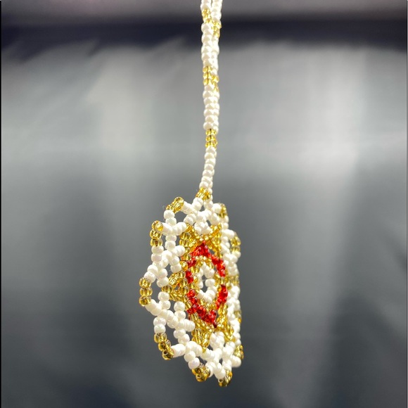 2 Antique Czech Gablonz Beaded Star + Snowflake Christmas Ornament Vtg Norway - Picture 12 of 16